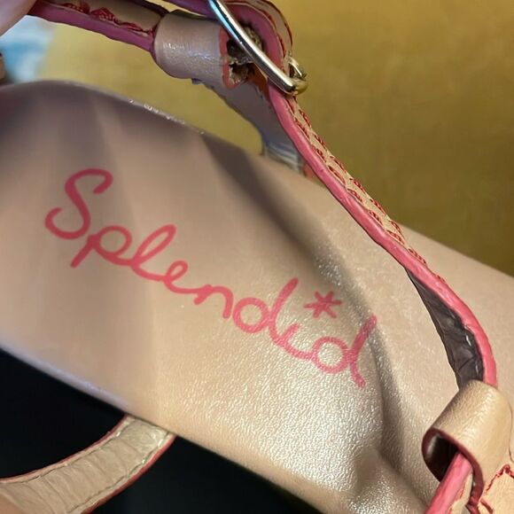 Splendid Toe Loop Sandals Flat Tan & Red 8.5 - Picture 6 of 7